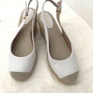 COLE HAAN CLOUDFEEL LEATHER SLINGBACK WEDGE ESPADRILLE SANDALS